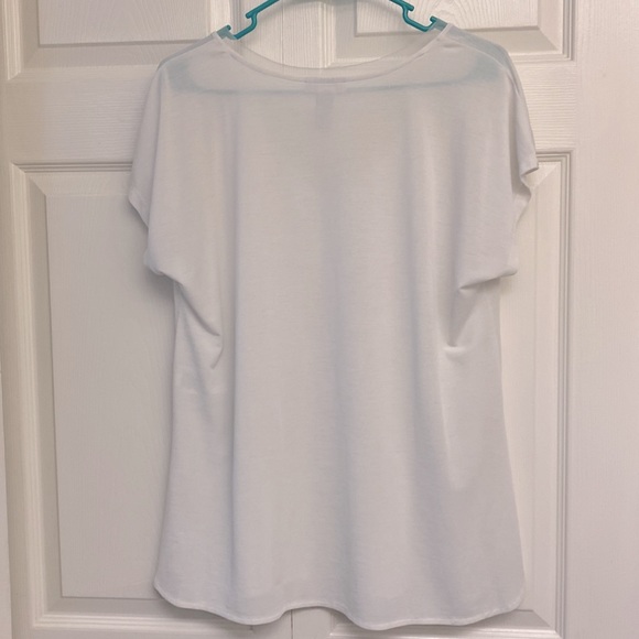 Bundle brown Michael Kors top with gold side zipper and bar III sheer white top. - Picture 7 of 8